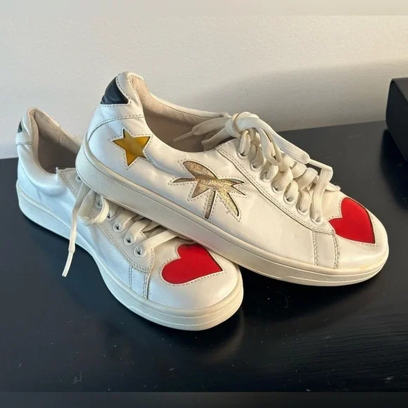Steve Madden White Limit Leather Sneaker - Women Size-7 1/2 - Picture 2 of 8